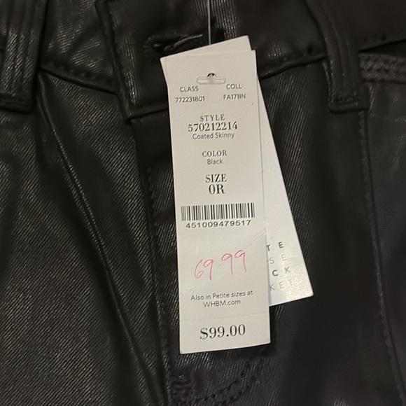 Leather-like Coated Skinny Jeans | Size 0 | WHBM | Color Black - Picture 5 of 7